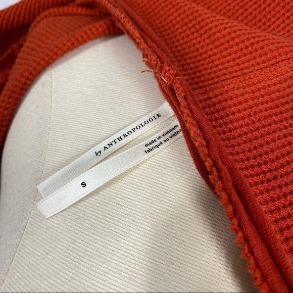ANTHROPOLOGIE Burnt Orange Oversized Waffle Knit Pullover Top - Picture 7 of 8